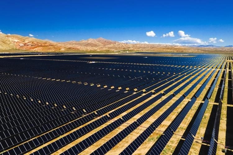 Utility-scale solar plant in the desert